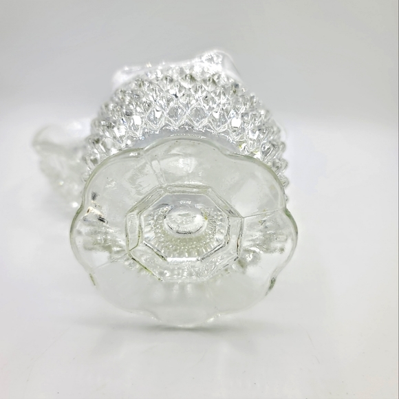 Indiana Glass Diamond Point Hobnail Pressed Glass Mayonnaise Condiment Set Vtg - Picture 3 of 8